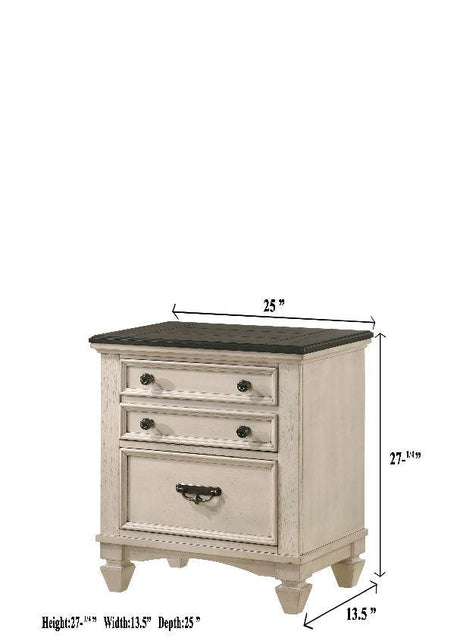 main view of Sawyer Cream Brown Panel Bedroom Set nightstand