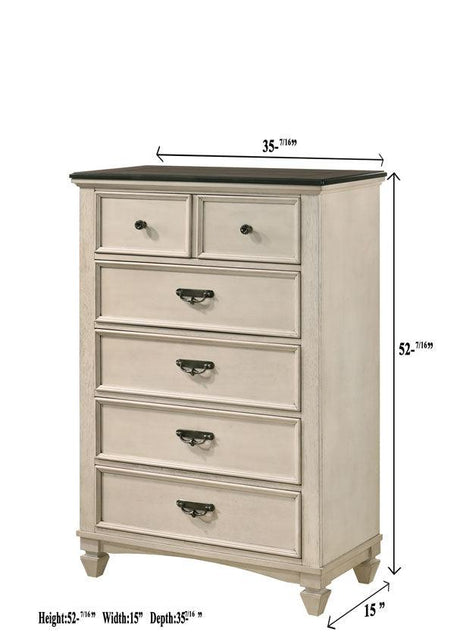 Sawyer Night Stand cream and brown finish with three spacious drawers
