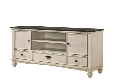 Sawyer Night Stand cream and brown finish with three spacious drawers