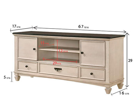 Sawyer cream and brown king panel bed with upholstered headboard