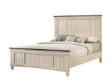 Sawyer Cream/Brown Modern And Classic Wood King Panel Bed - Ella Furniture