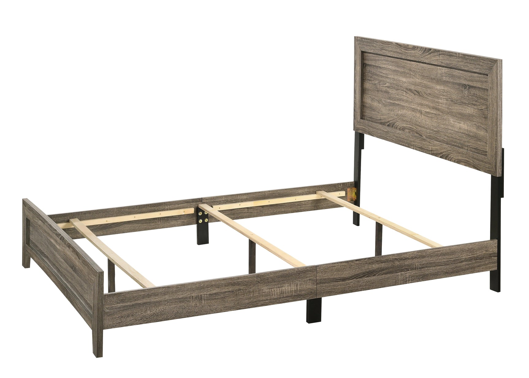 Millie Brown Finish Transitional Modern Wood Grain Twin Panel Bed - Ella Furniture