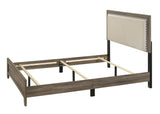 Millie Grey Contemporary Solid Wood And Veneers Fabric Panel Upholstered Full Bed - Ella Furniture