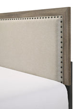 Millie Grey Contemporary Solid Wood And Veneers Fabric Panel Upholstered Full Bed - Ella Furniture