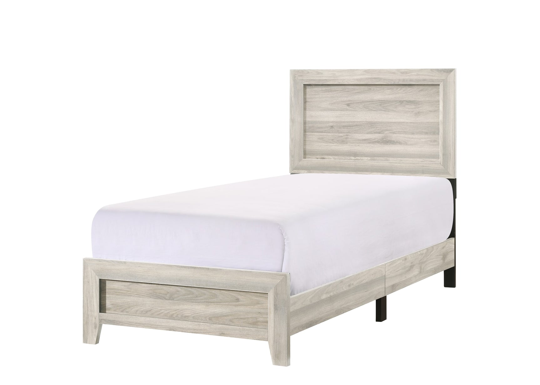 Millie Light Gray Panel Bedroom Set with Bed, Dresser, Mirror, Nightstand & Chest twin bed by Crownmark | Decor Furniture