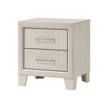 Charlie Cream TV Stand assembled in living room setting