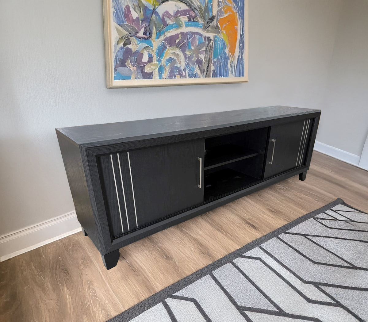 Charlie charcoal TV stand front angle