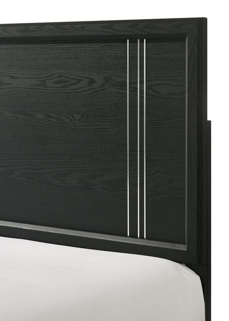 Side view of Charlie Charcoal Panel Bedroom Set bed