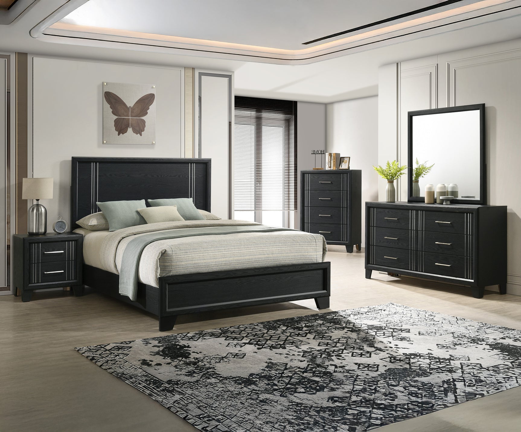 Charlie Charcoal Panel Full Bed side view