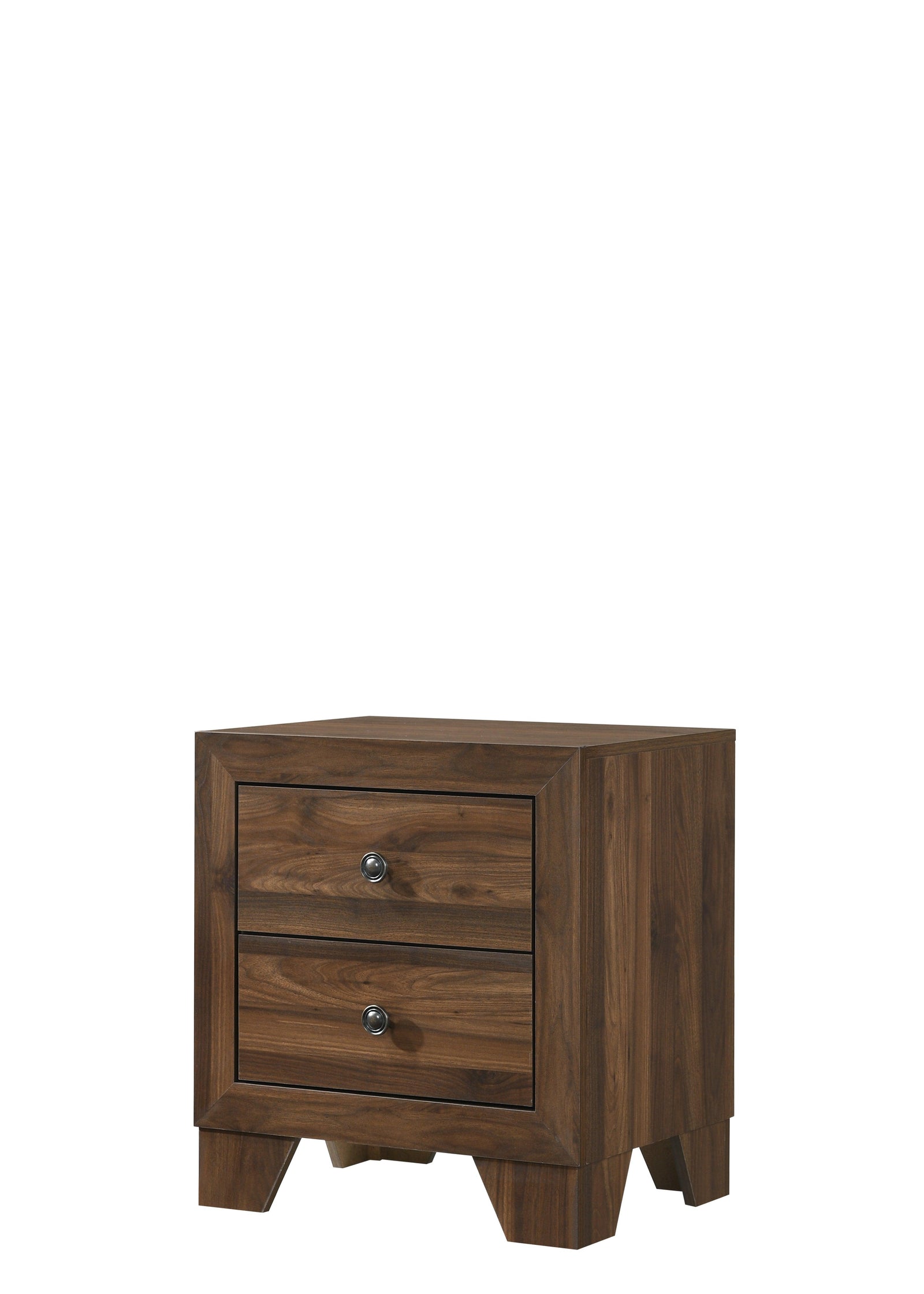 Millie Night Stand Brown Cherry, Modern Sleek And Contemporary Wood, Nickel Knob 2 Drawers - Ella Furniture