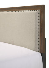 King size Millie Brown Upholstered Fabric Panel bed