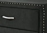 Side view of Lucinda upholstered tufted panel bedroom bed