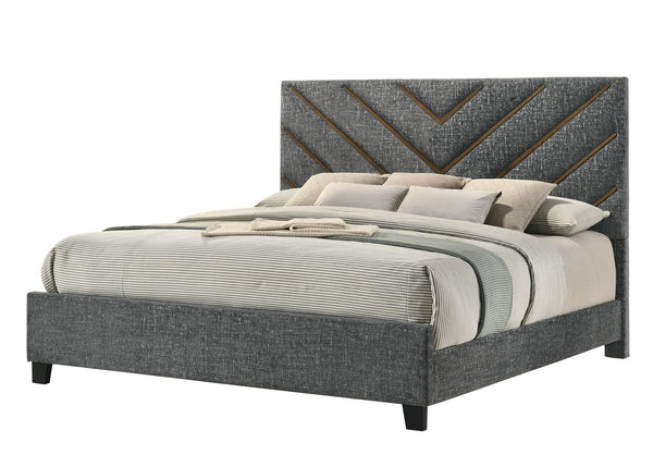 Zane Gray Upholstered Panel King Bed from Decor Furniture