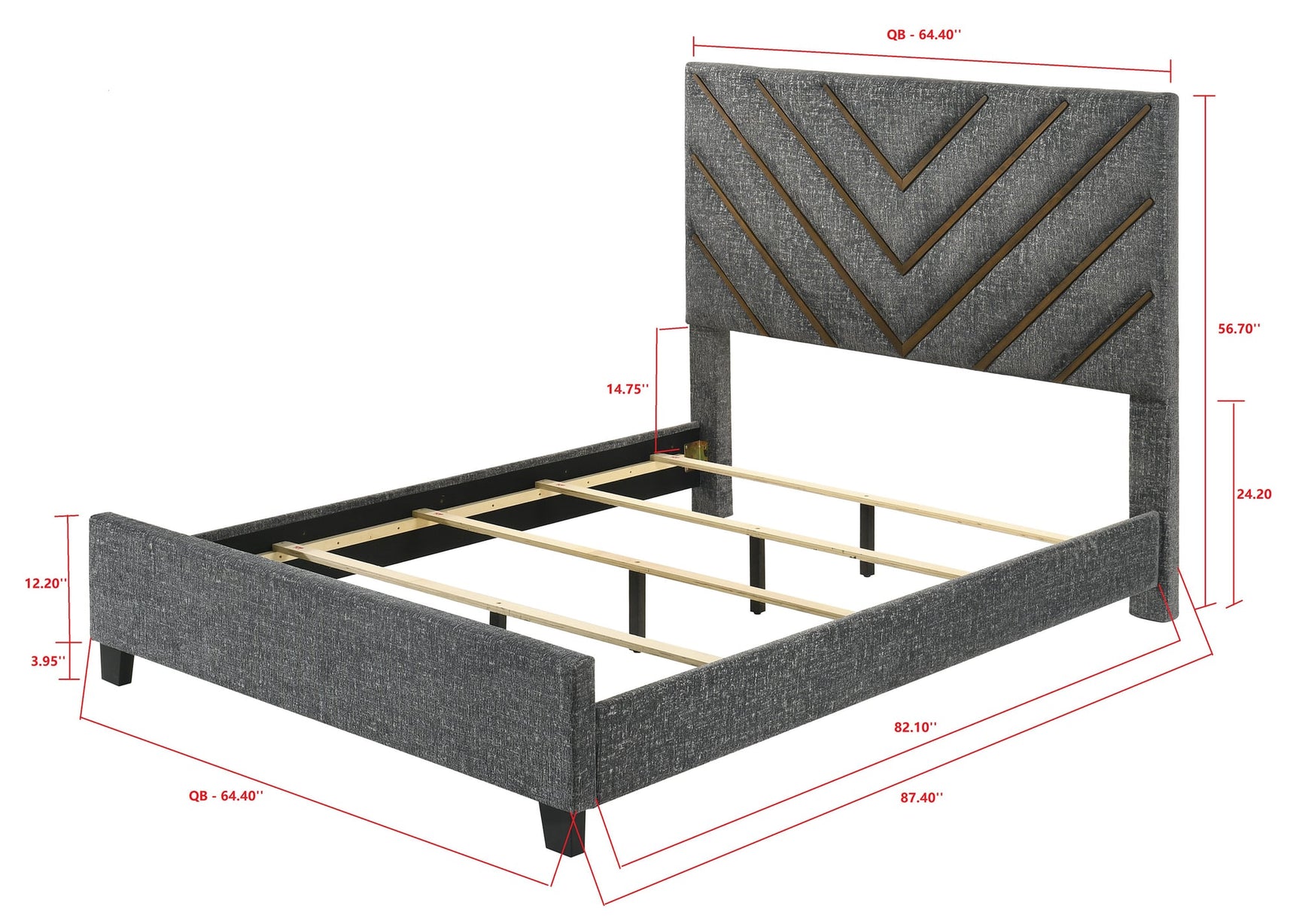 Zane Gray Upholstered Panel Queen Bed view 4