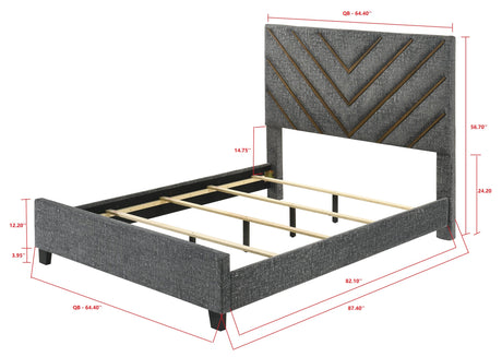 Zane Gray Upholstered Panel Queen Bed view 4