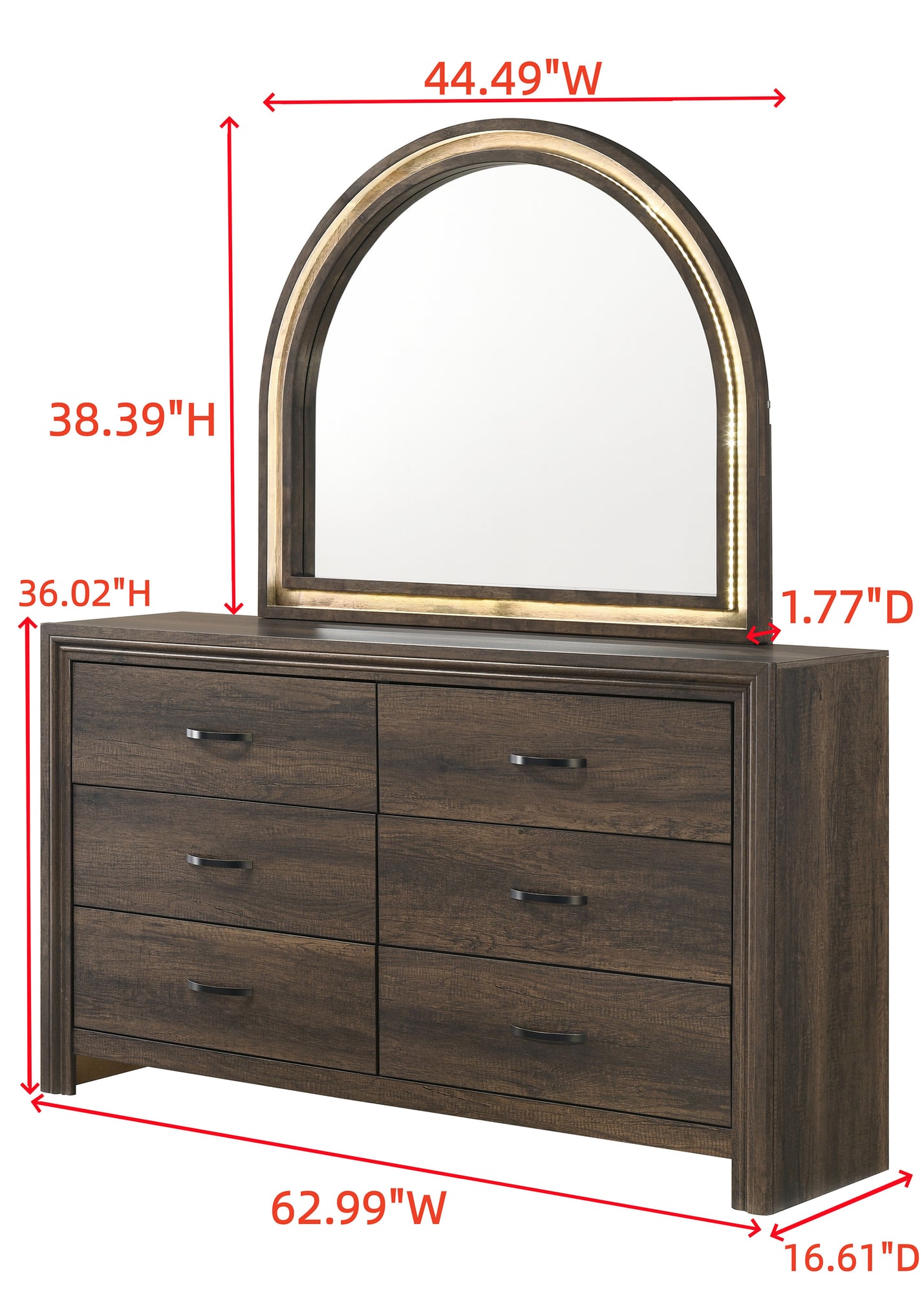 Noreen Brown Gray Upholstered LED Panel Bedroom Set view 8
