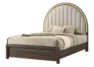 Noreen Brown Gray Upholstered LED Panel Queen Bed from Decor Furniture
