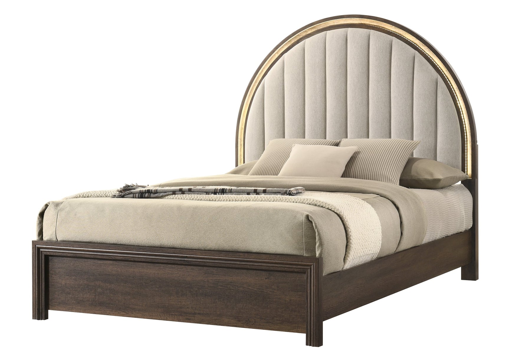 Noreen Brown Gray Upholstered LED Panel Bedroom Set view 2