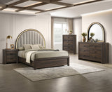 Noreen Brown Gray Upholstered LED Panel King Bed view 2