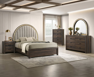 Noreen Brown Gray Upholstered LED Panel Bedroom Set from Decor Furniture