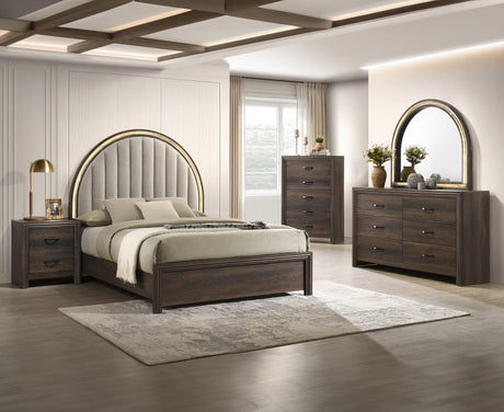Noreen Brown Gray Upholstered LED Panel Bedroom Set from Decor Furniture