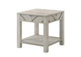 Detail of light gray coffee table surface