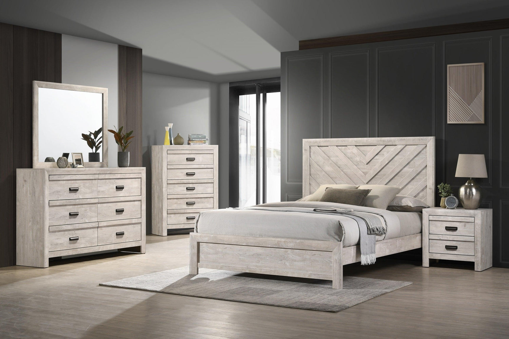 Valor 6-Drawer Chest angle showing metal drawer handles