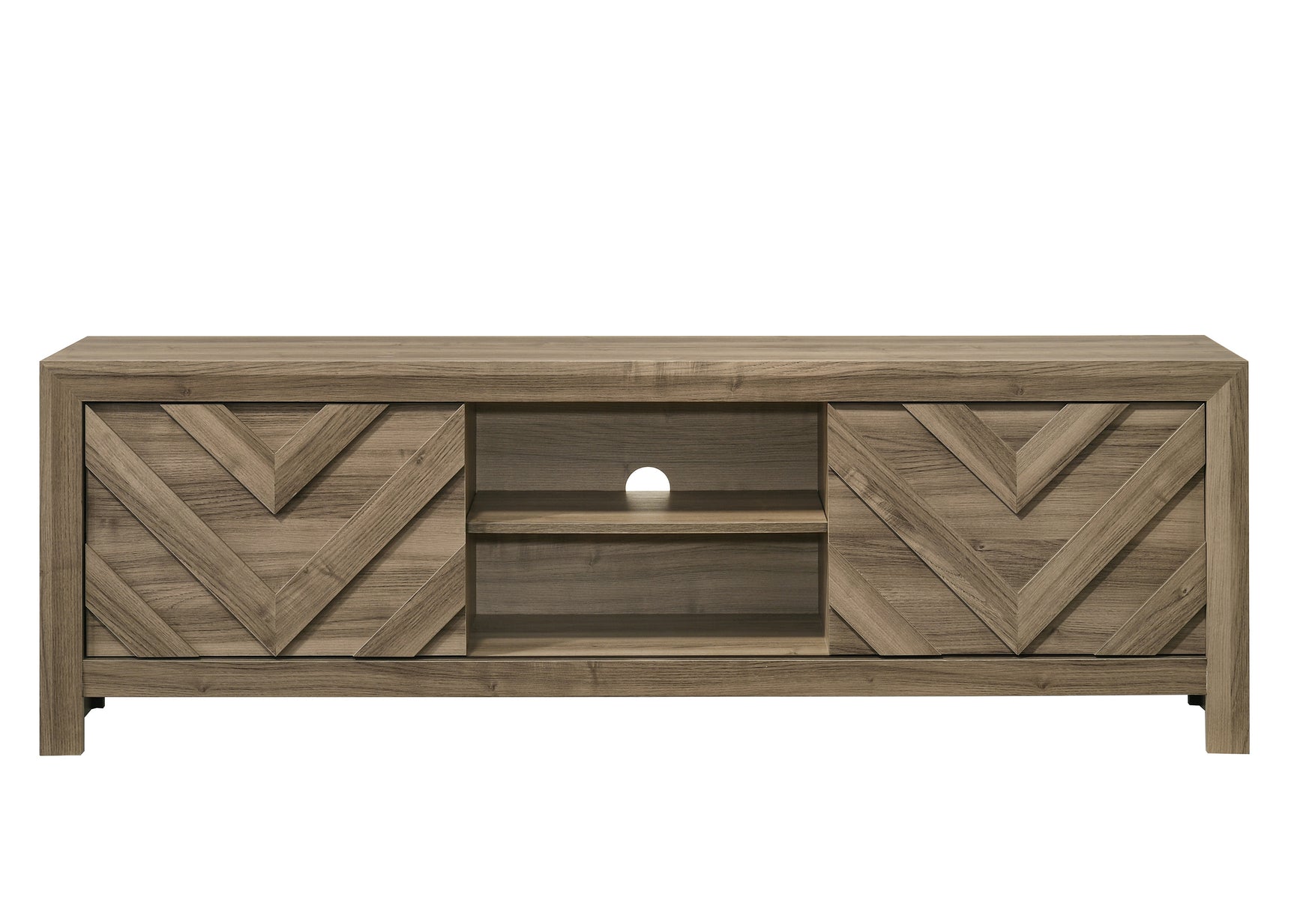 Valor TV Stand angled view with wood grain detail