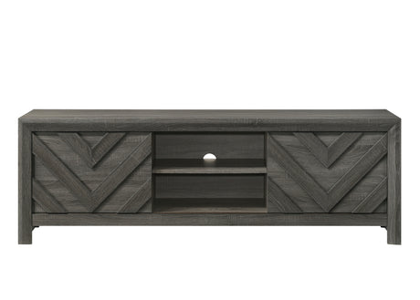 Valor Gray TV Stand storage compartments open