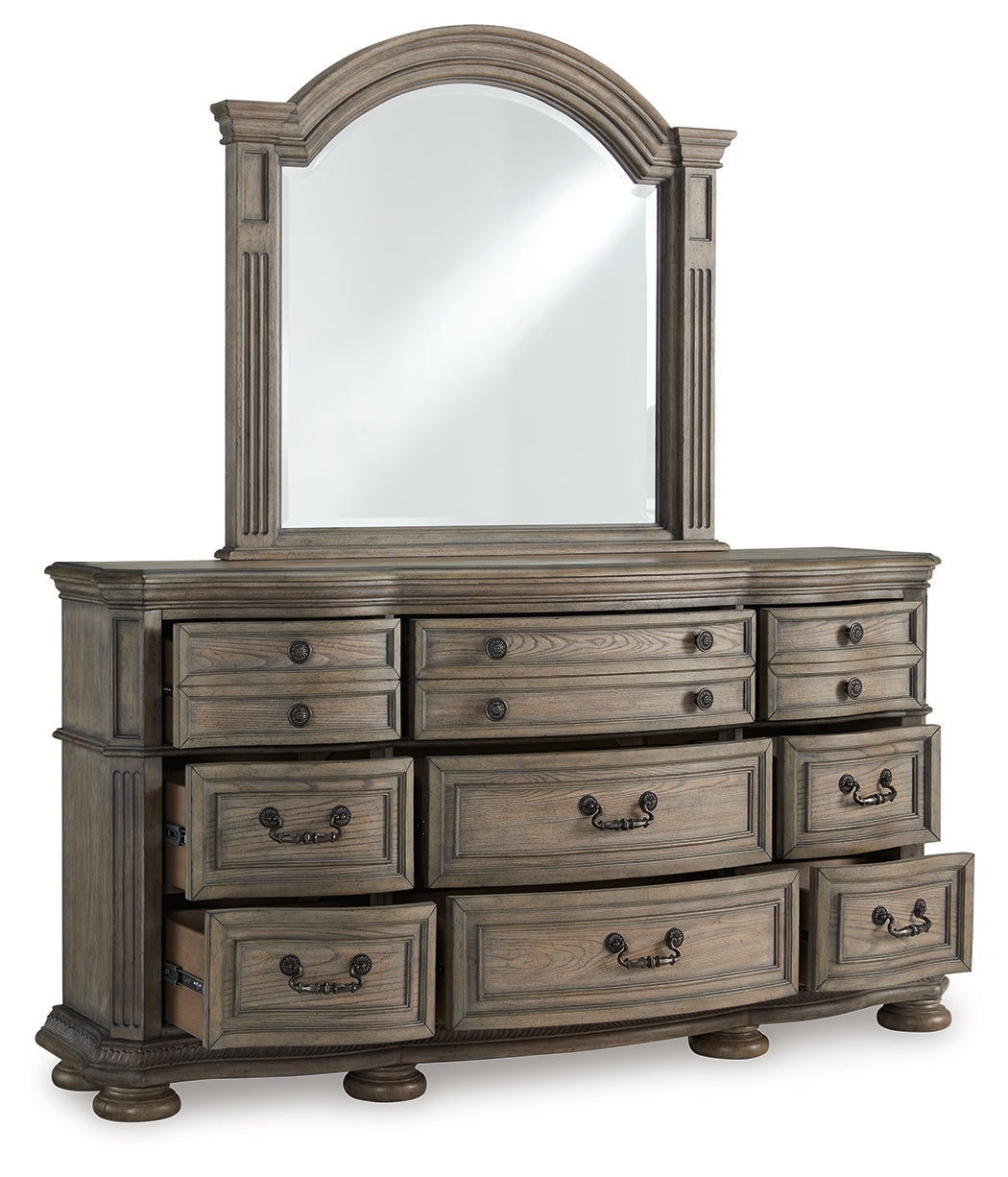 Top view of Ardenfield dresser open drawers