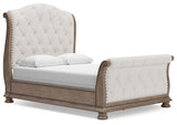 Ardenfield Light Brown Upholstered Sleigh Bedroom Set angled view