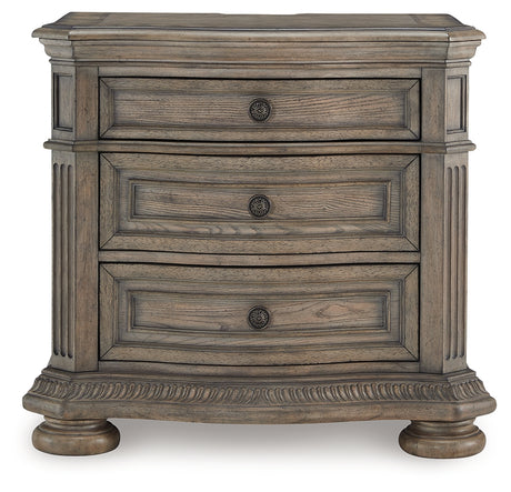 Side view of Ardenfield light brown nightstand