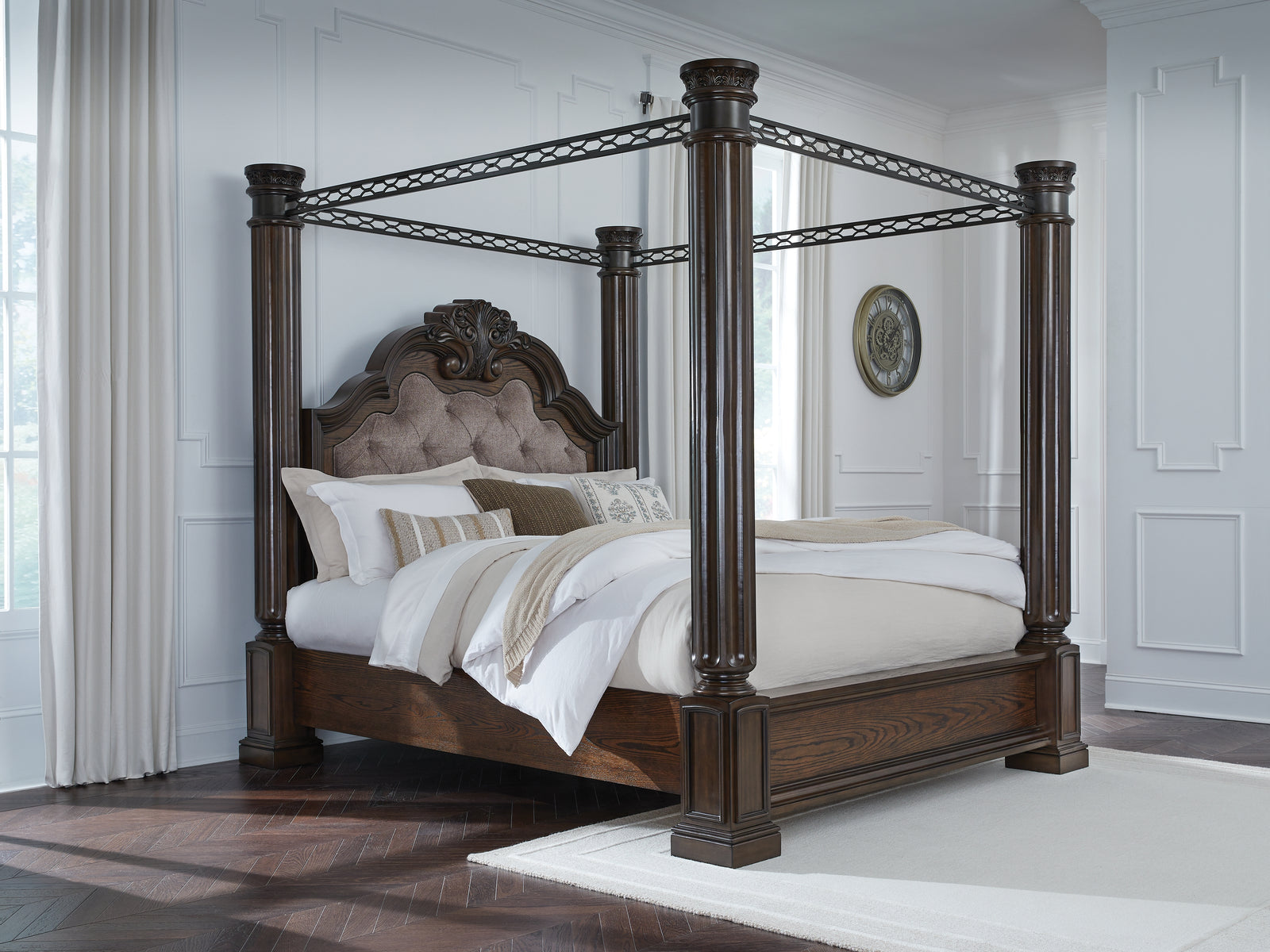Maylee Dark Brown Queen Canopy Bed