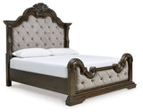 Maylee Dark Brown Upholstered Bedroom Set angled view