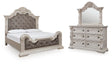 Bruchandi Antique White Upholstered Panel Bedroom Set view 15