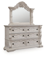 Angle view of Bruchandi dresser with decorative pilasters