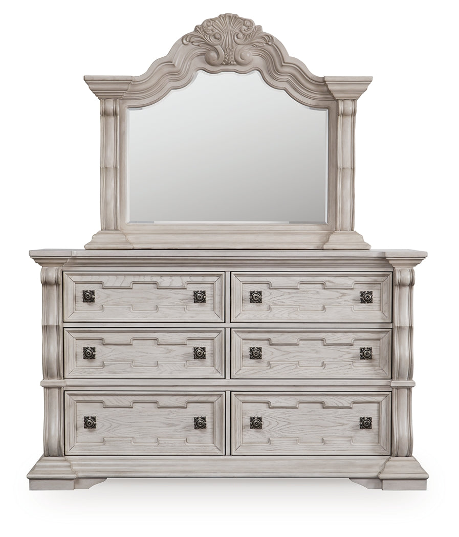 Front-on view of Bruchandi mirror attached to dresser