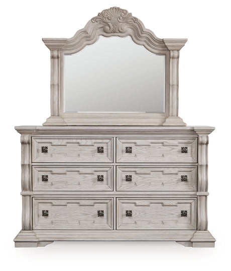 Front-on view of Bruchandi mirror attached to dresser