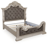 Bruchandi King Upholstered Panel Bed close-up of tufted headboard
