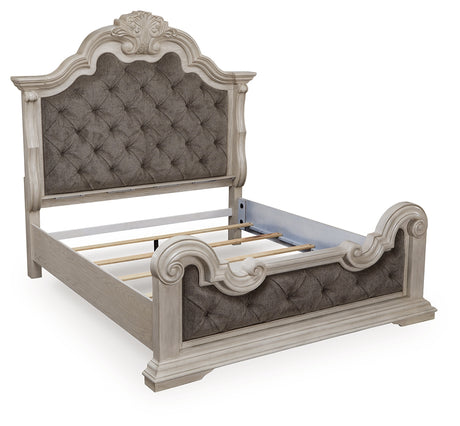 Bruchandi King Upholstered Panel Bed close-up of tufted headboard