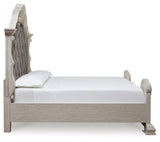 Detail of Bruchandi King Upholstered Panel Bed footboard