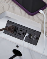 Bruchandi nightstand power and USB ports detail