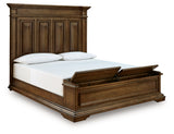 Frantanna King Storage Bed footboard open showing storage