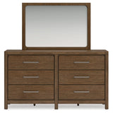 Side profile of Cabalynn dresser and attached mirror