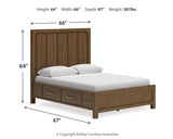 Cabalynn Light Brown Panel Bedroom Set dimension view