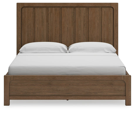Back angle showing footboard roll slats on Cabalynn King Bed