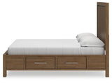 Top angle view highlighting wood grain and finish on Cabalynn Bed