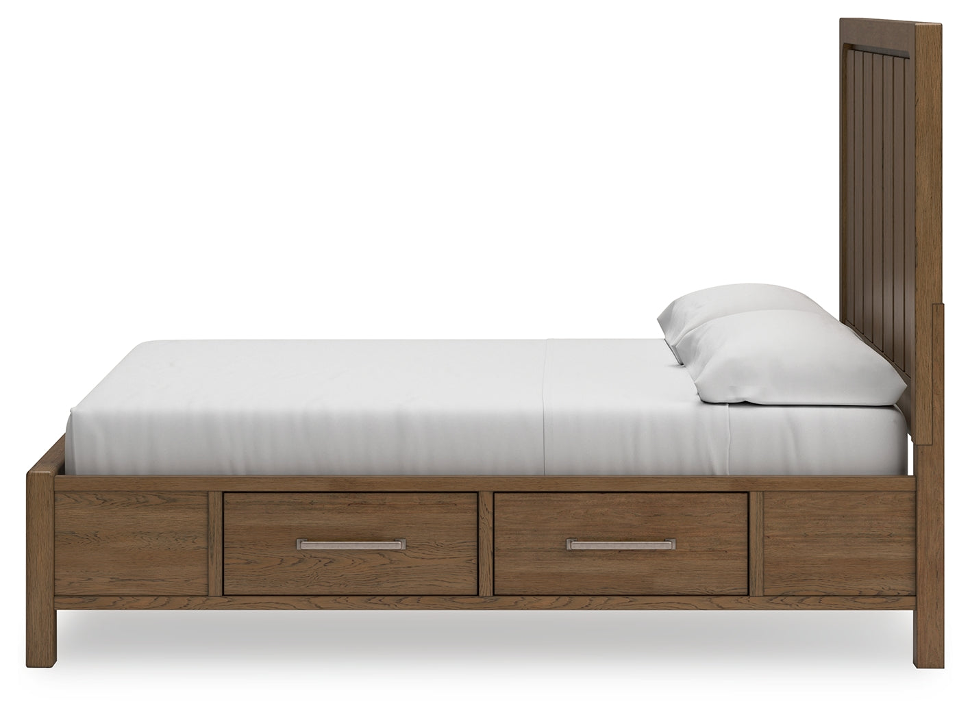 Top angle view highlighting wood grain and finish on Cabalynn Bed