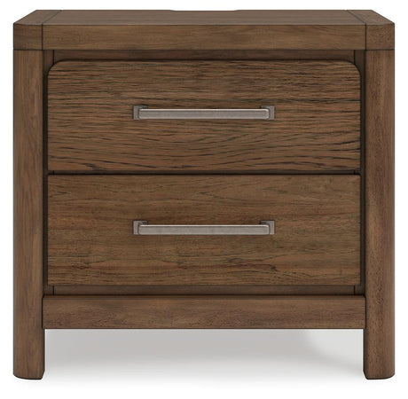 Cabalynn Nightstand head-on view illustrating finish and hardware