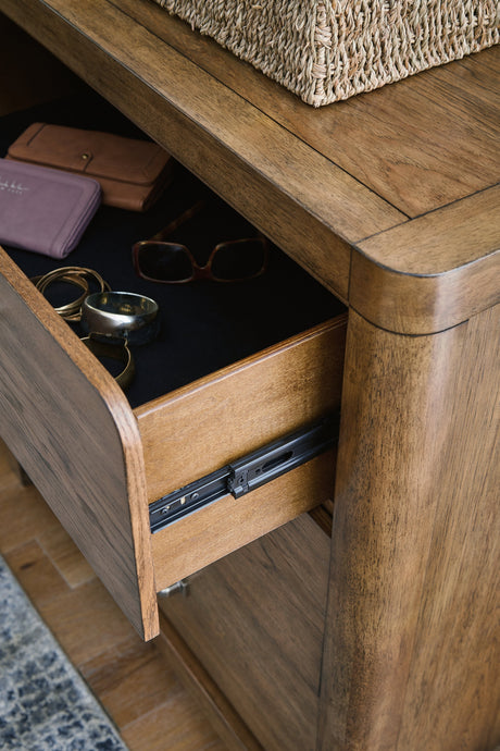 Full dresser and mirror set from side angle